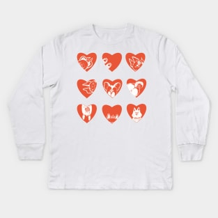 Heart Pups Kids Long Sleeve T-Shirt